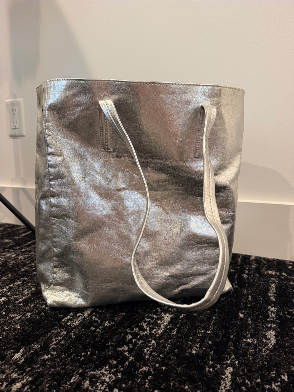 Silver Metallic Tote Bag - Elegant Everyday Carry